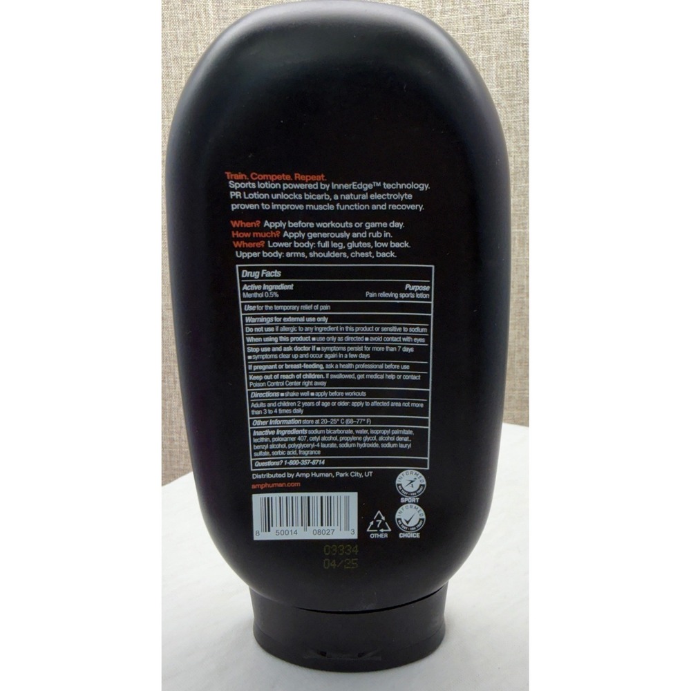 Amp Human PR Lotion 10.6oz 300g Bicarb Performance Sports Lotion New Exp 04/25 - Picture 2 of 4